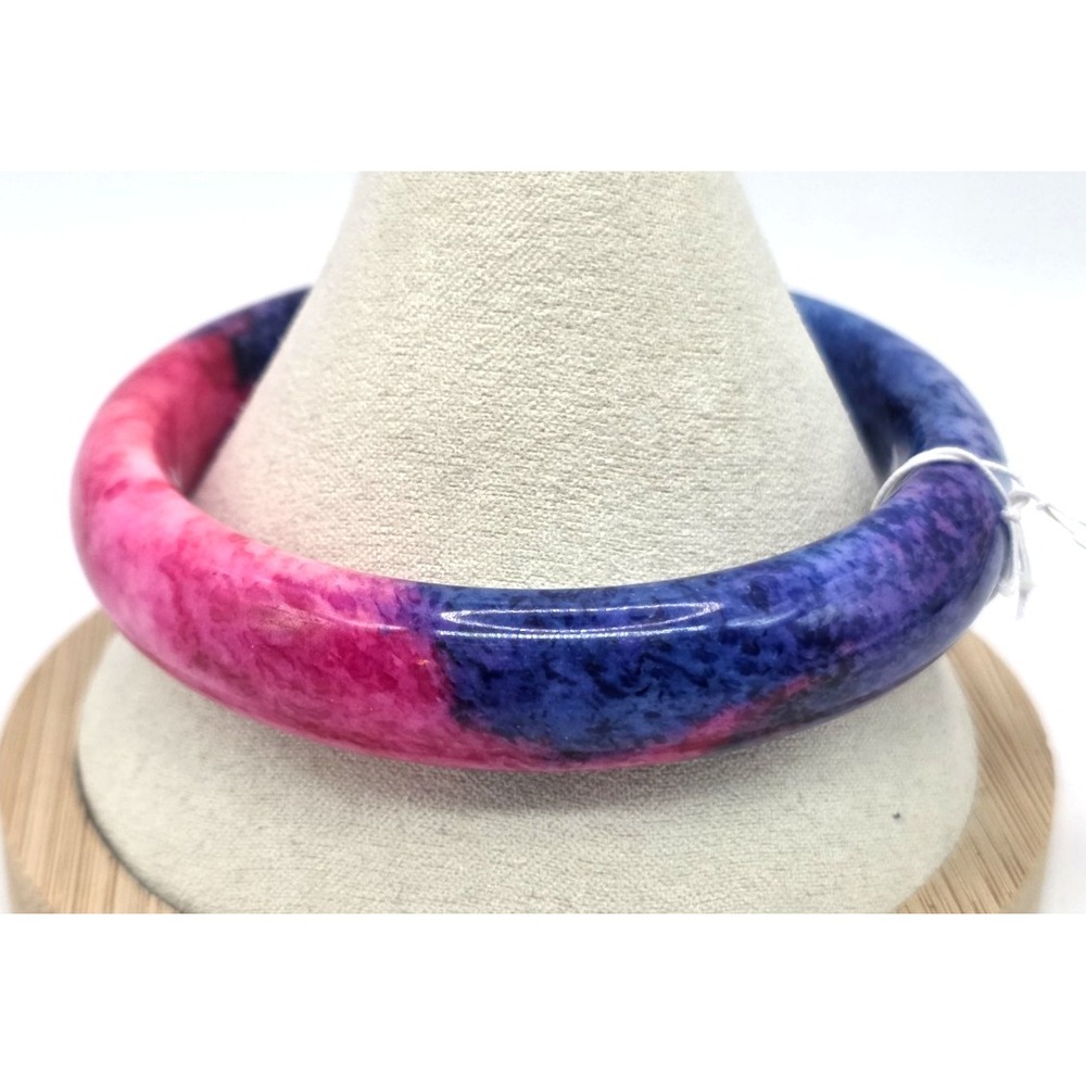 Pink Purple Blue Jade Bangle Bracelet 62mm Size‎ 7.5" Women Beautiful NWOT